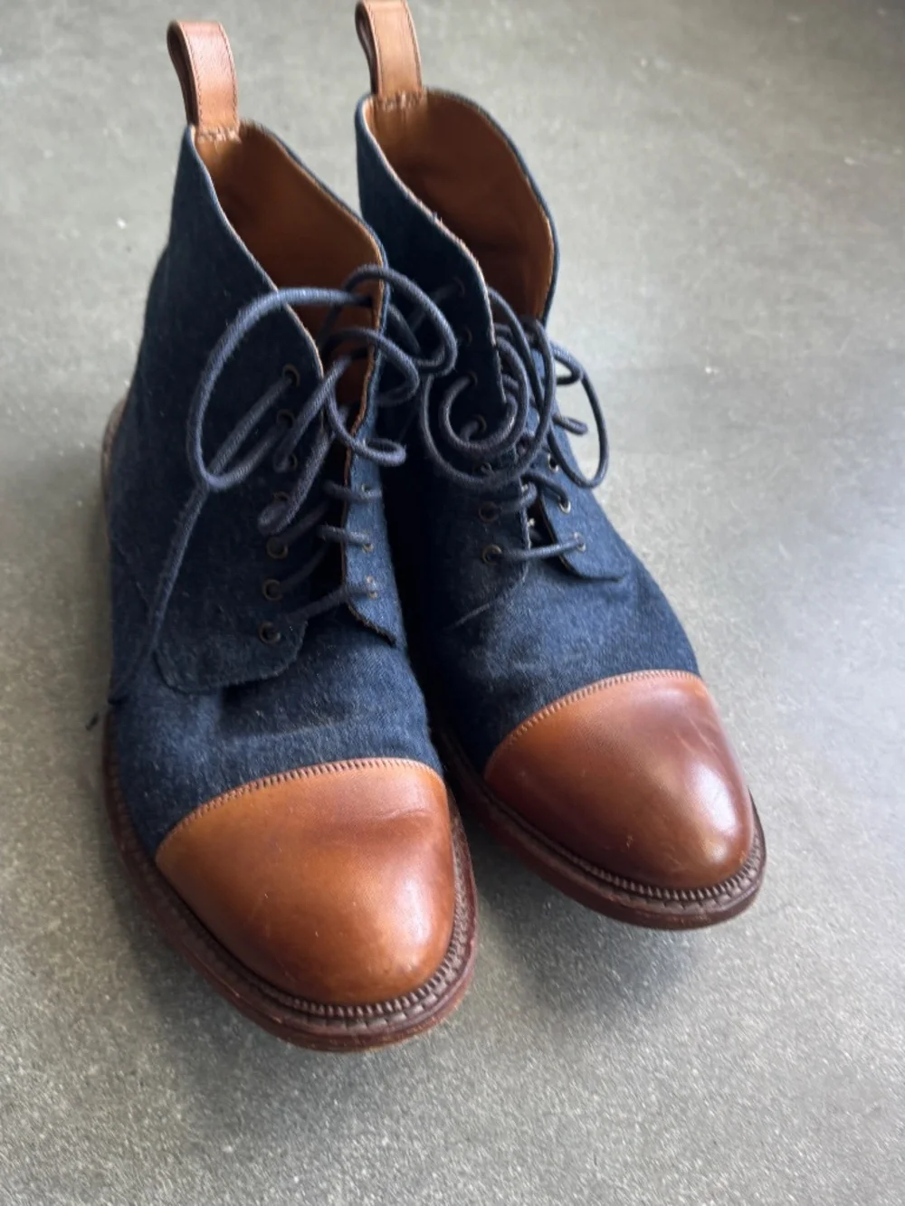 Navy Denim Taft Jack Boots, Size 40